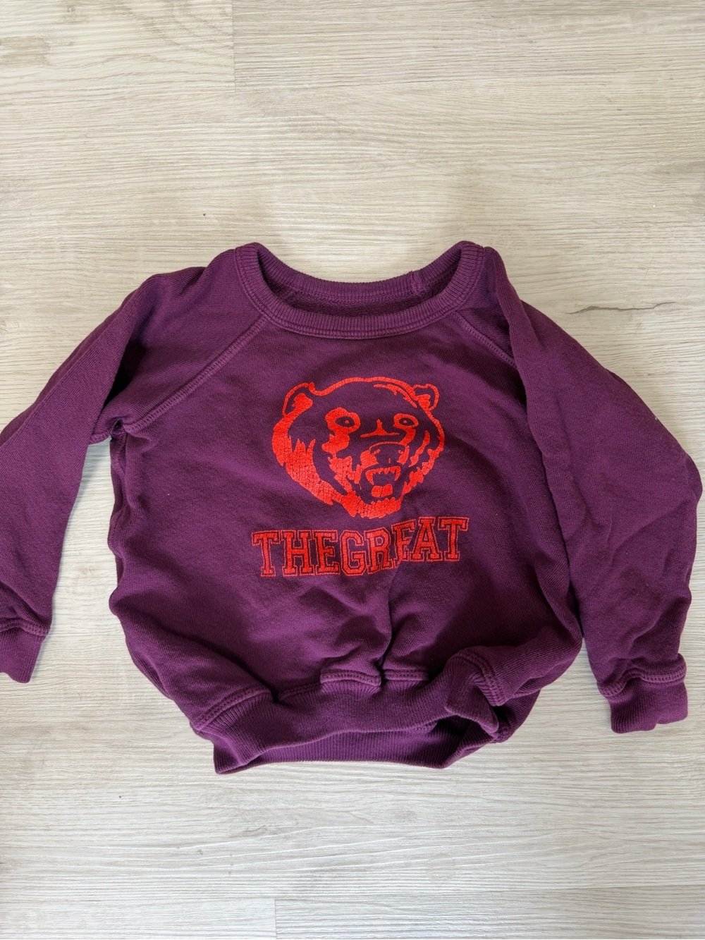 THE GREAT. Purple Kids Sweatshirt with Red Bear Logo